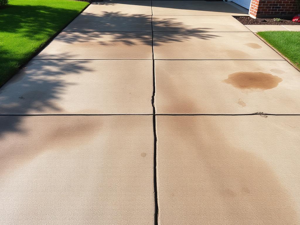 Concrete driveway before and after cleaning — before