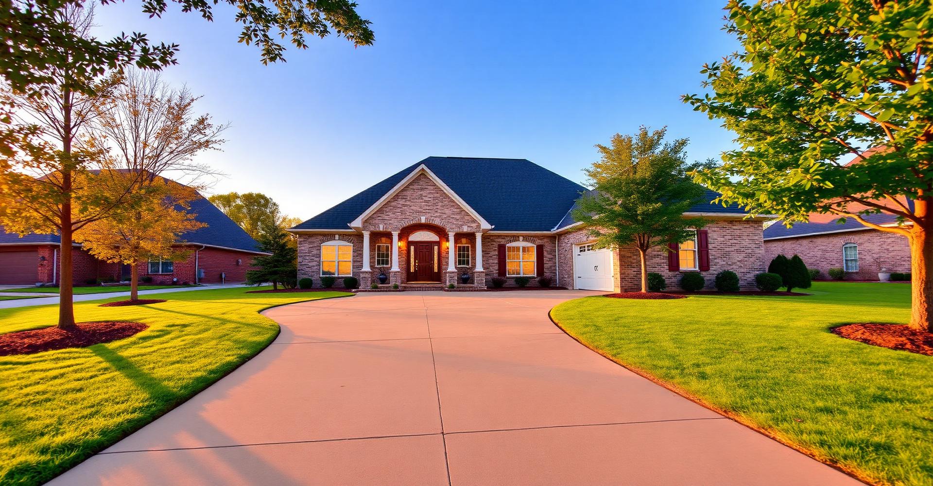 Clean brick home with a freshly washed driveway in Northwest Arkansas